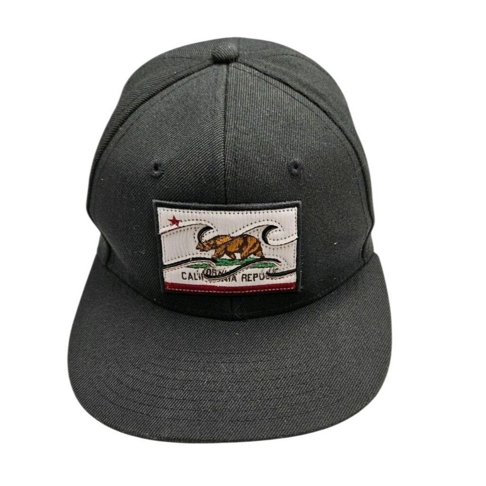 Billabong Black Cap Hat California Republic Classics Snapback Patch Flag SZ OSFA